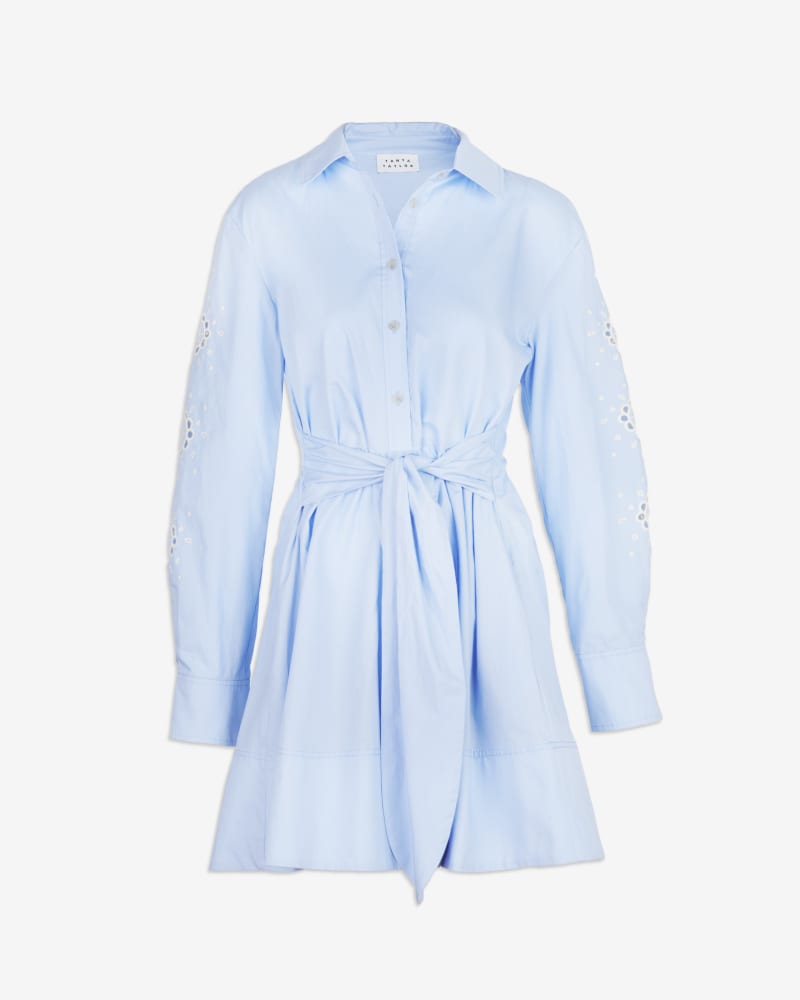 Front of a size 14 Maddy Embroidered Dress in Oxford by Tanya Taylor. | dia_product_style_image_id:331851